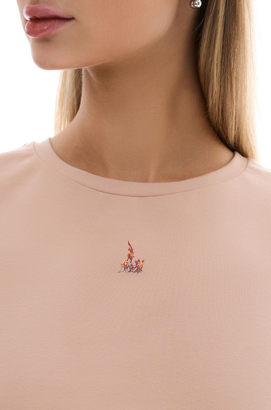 Кроп - футболка с необработанным низом, бежевый - Фото 2