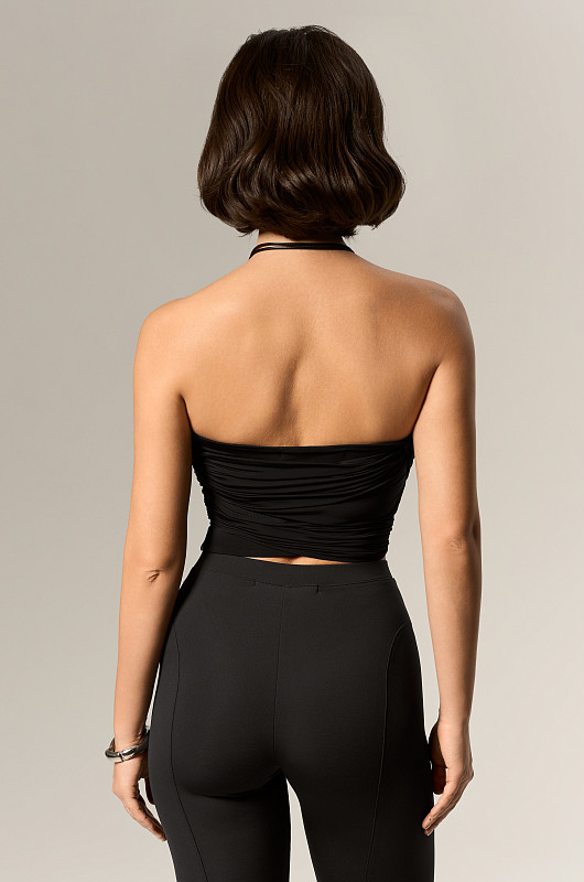Топ - корсет со сборкой, черный - Фото 5