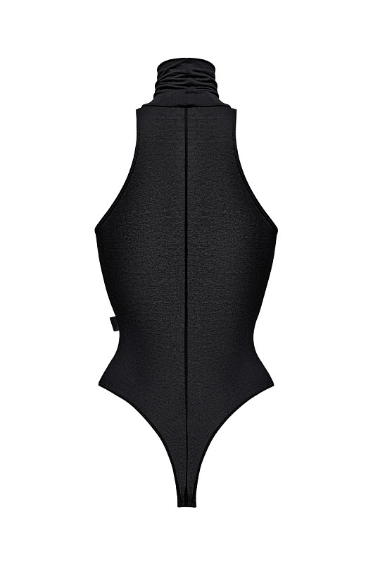 Боди халтер, прозрачно-черный - Фото 2