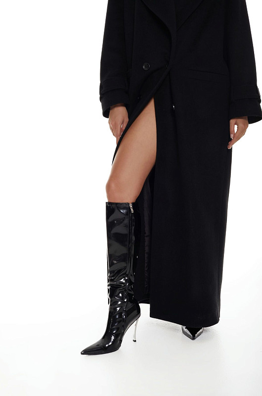 Пальто с широкой линией плеч, черный - Фото 6