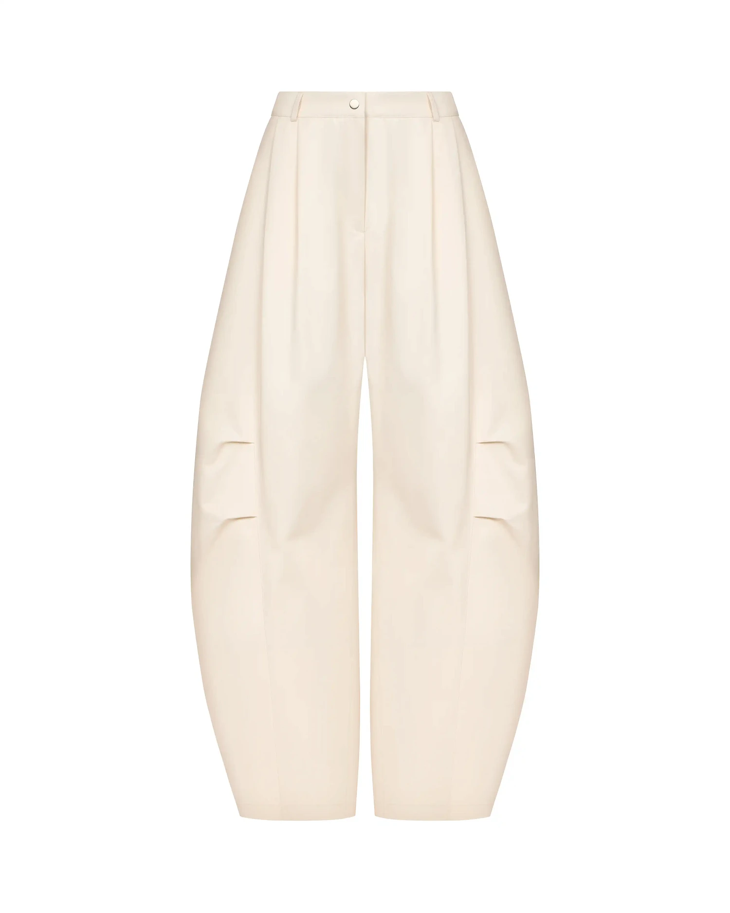 Брюки объемные с защипами, экрю - Фото 2