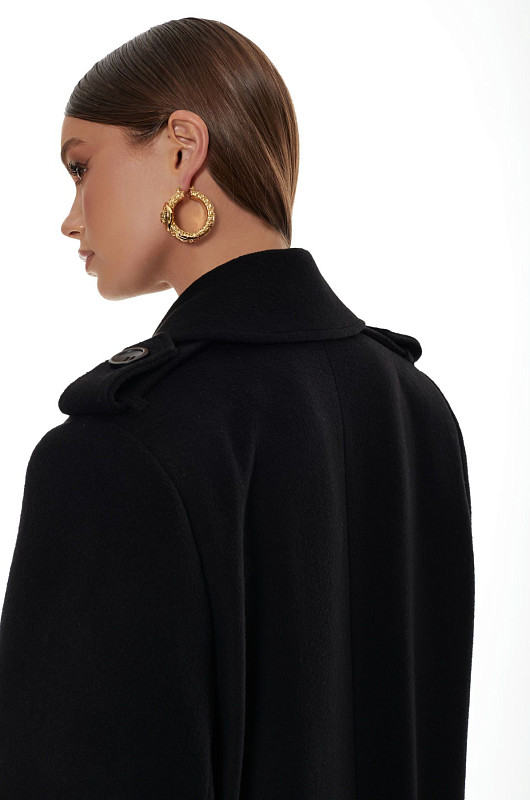 Пальто с широкой линией плеч, черный - Фото 5