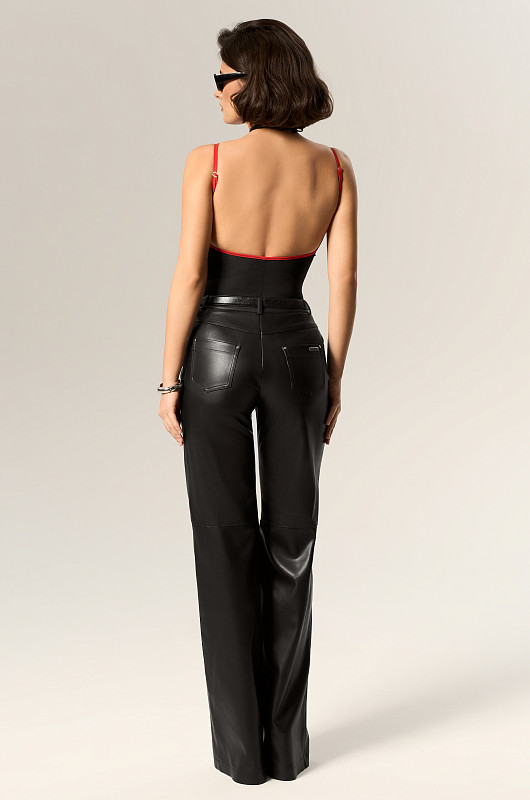 Брюки из экокожи SVYATAYA, черный - Фото 3