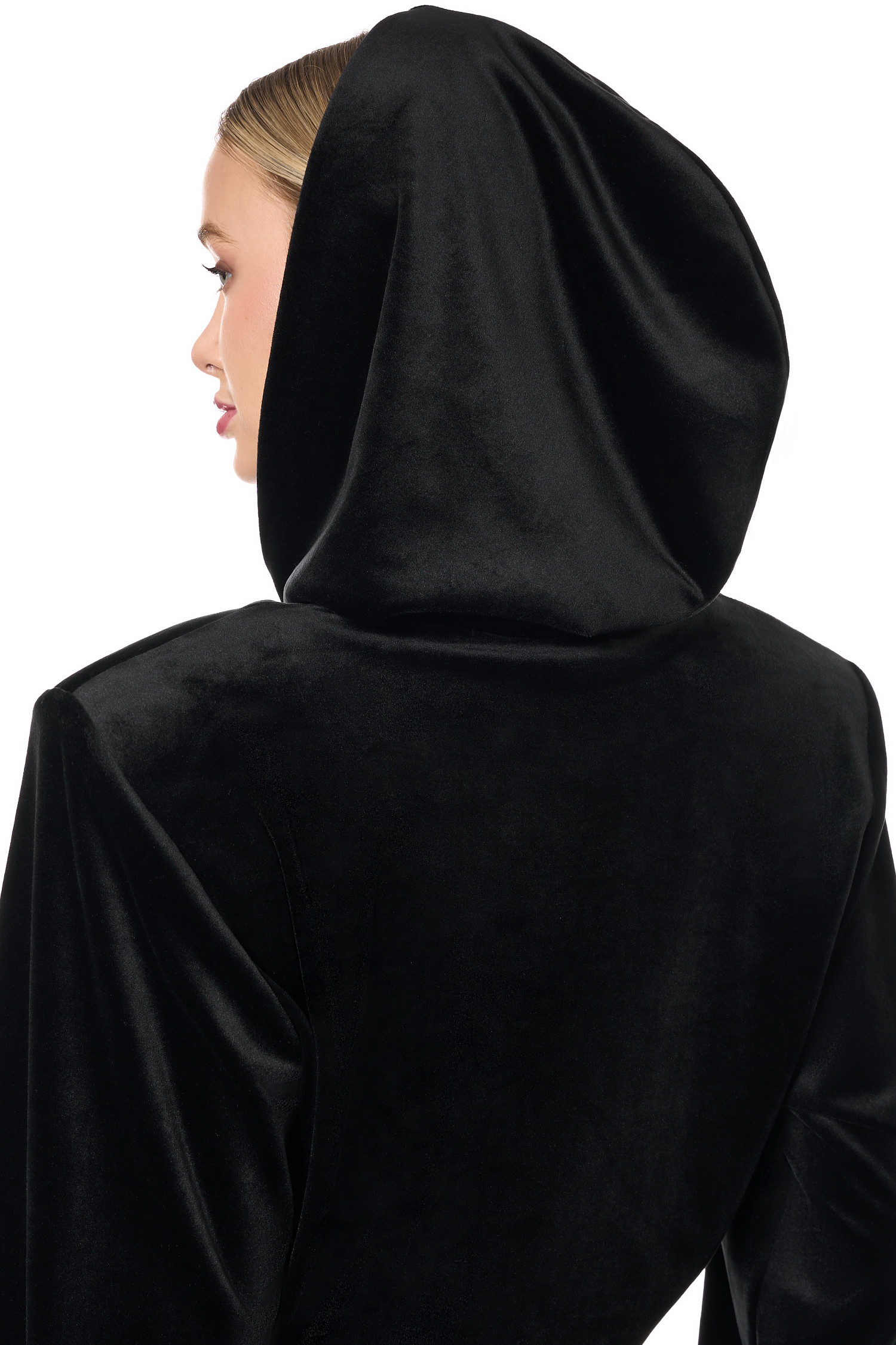 Зип - худи из велюра SVYATAYA, черный - Фото 3