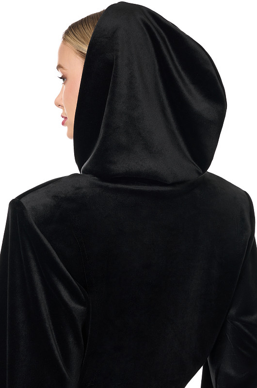 Зип - худи из велюра SVYATAYA, черный - Фото 3