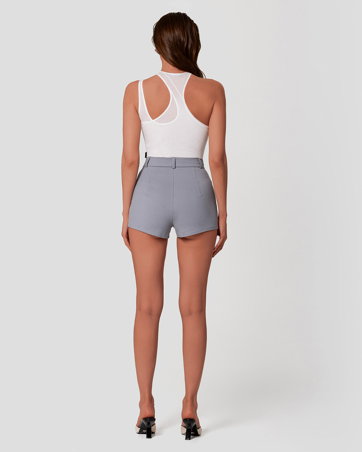 Шорты мини эластичные, серый - Фото 9