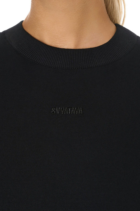 Футболка oversize с иллюстрацией, черный - Фото 5