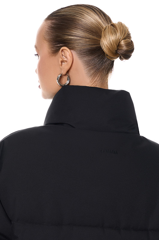 Пуховик укороченный, черный - Фото 6