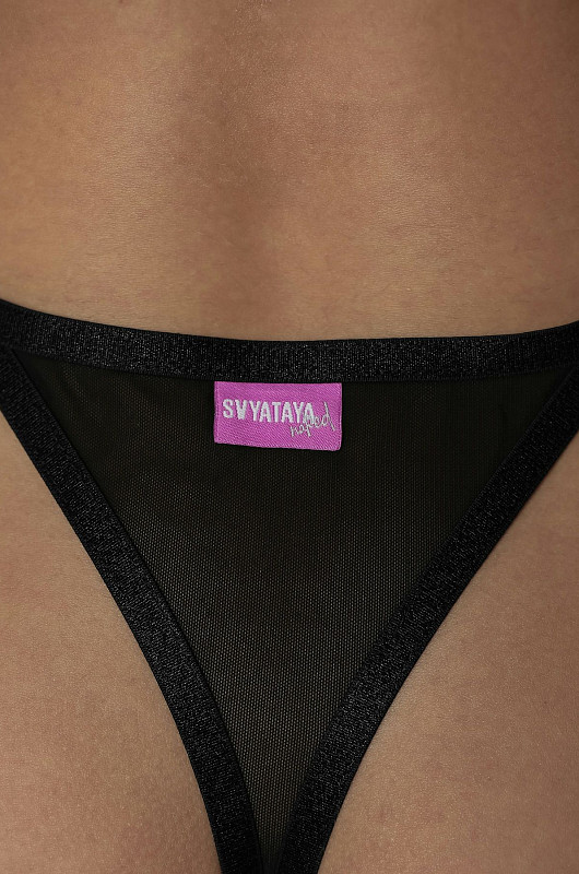 Белье с декоративными кольцами, черный - Фото 5