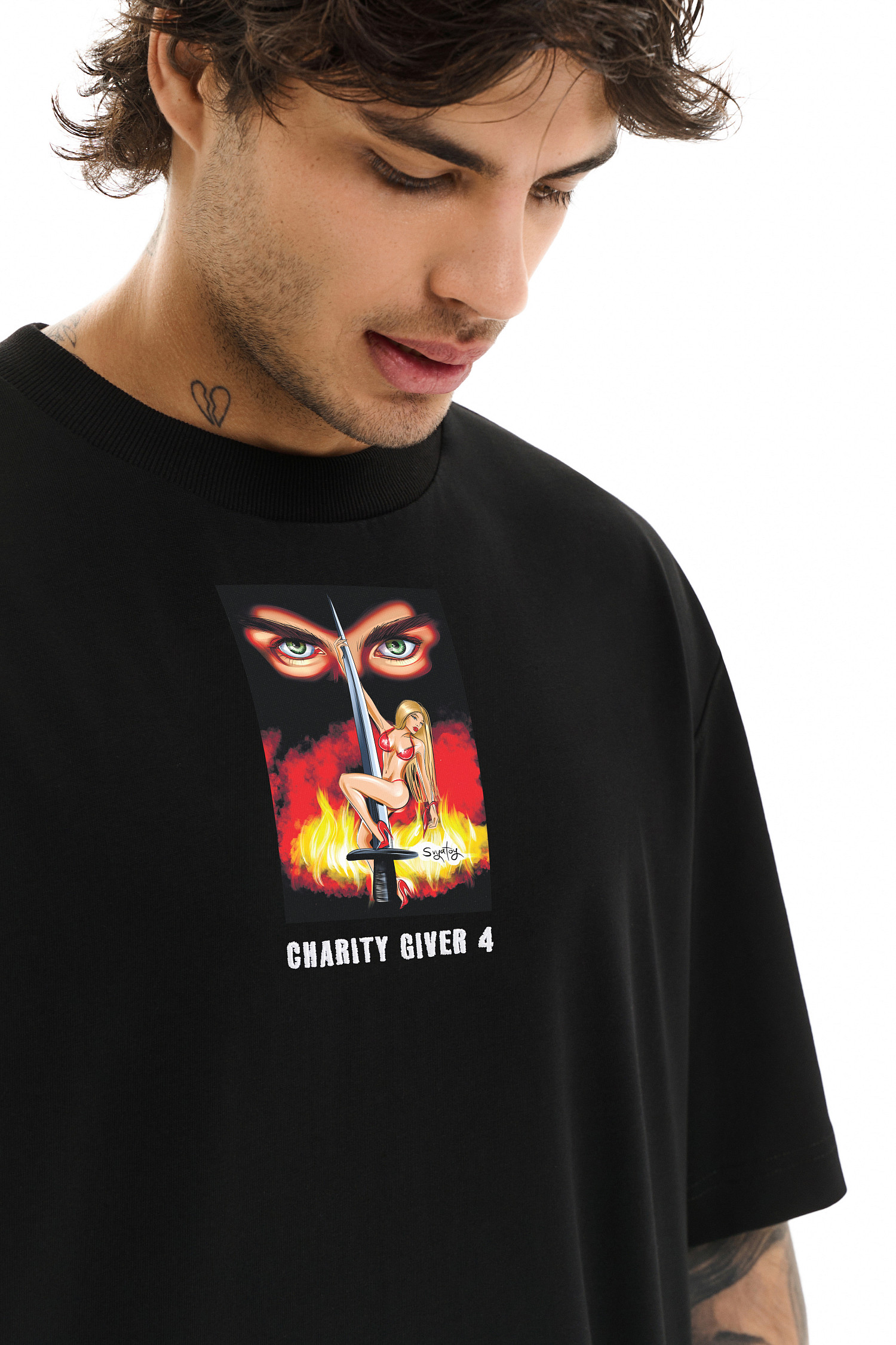 Футболка базовая charity giver 4, черный - Фото 3