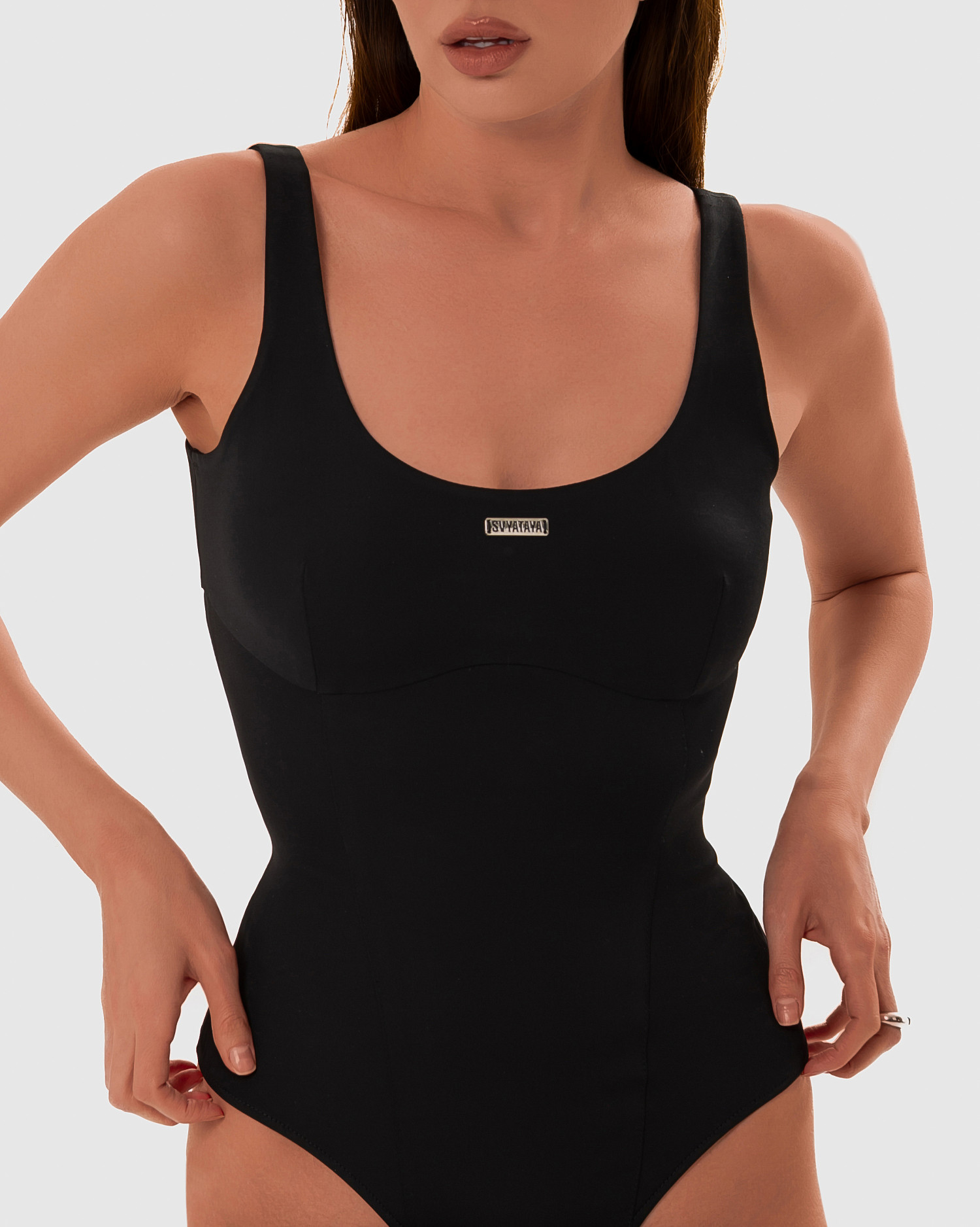 Боди с рельефом, черный - Фото 3