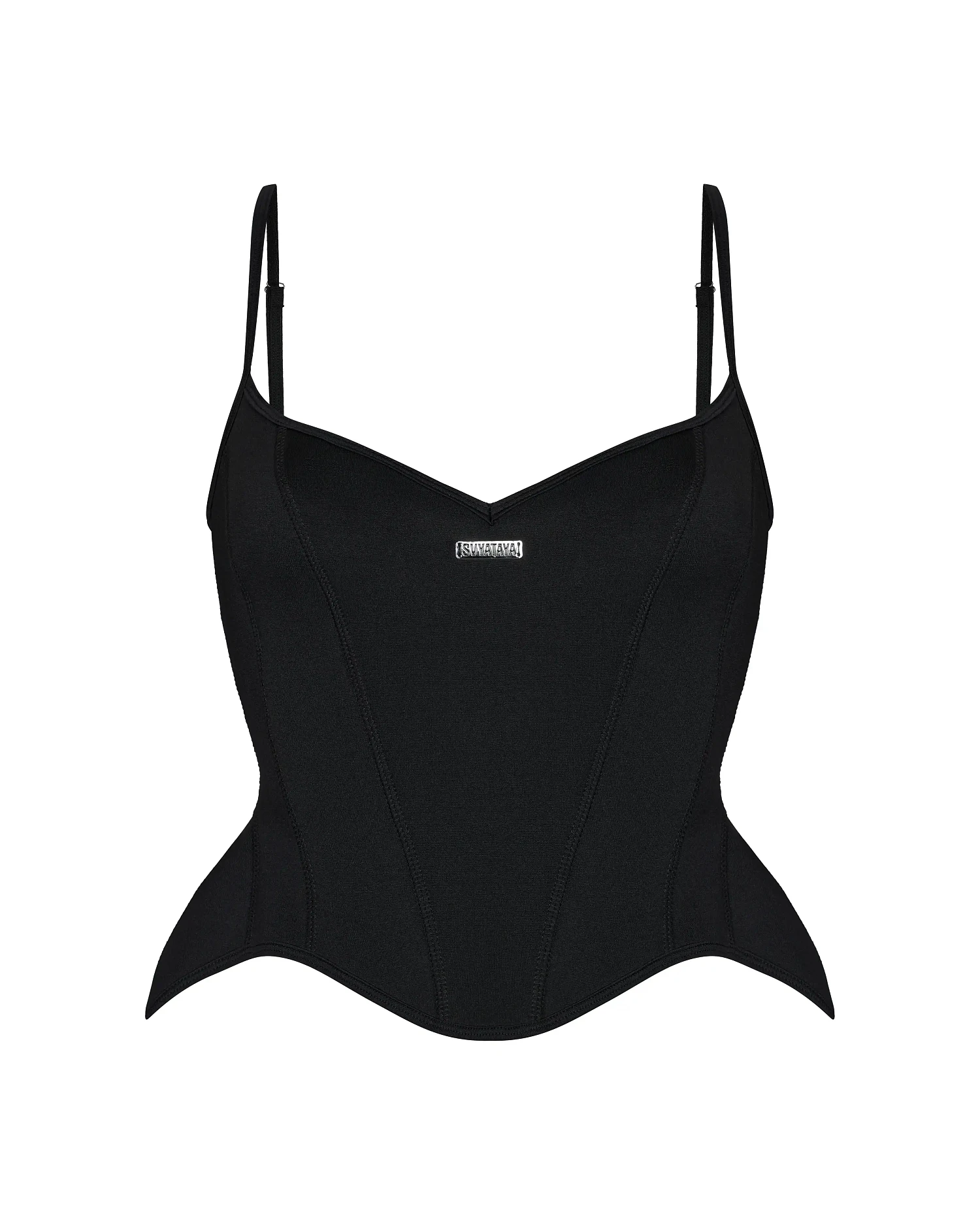 Корсет из эластичной ткани, черный - Фото 1