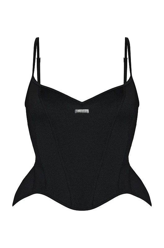 Корсет из эластичной ткани, черный - Фото 1