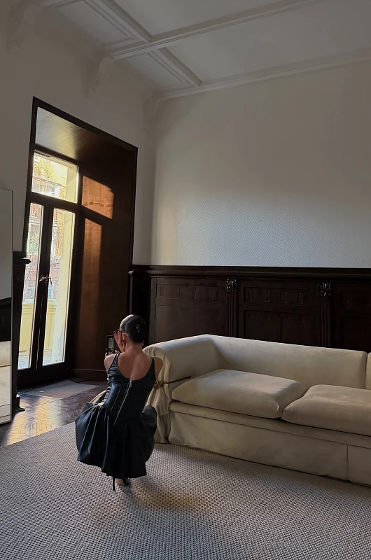 Платье - пачка из экокожи, черный - Фото 4