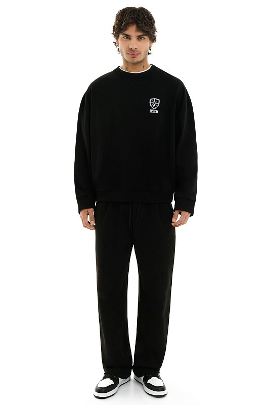 Свитшот с вышивкой, черный - Фото 3