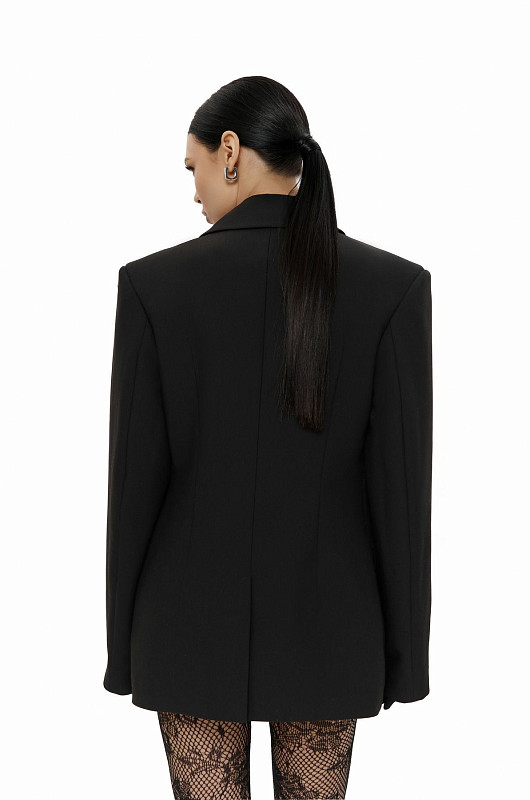 Жакет с молнией, черный - Фото 4