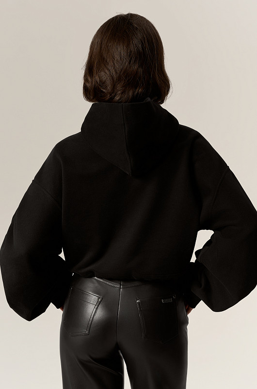Худи с драпировкой, черный - Фото 4
