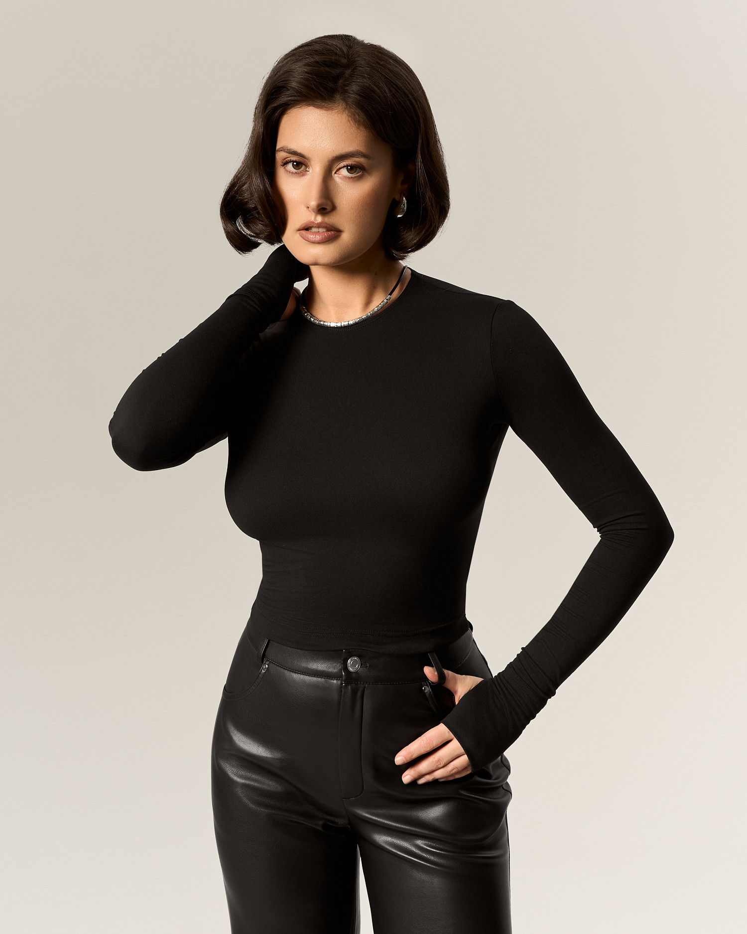 Лонгслив базовый SVN, черный - Фото 2