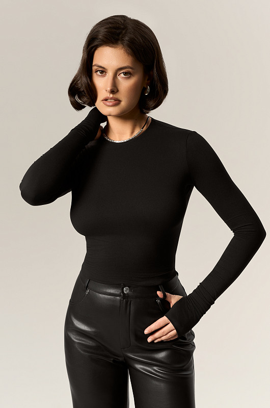 Лонгслив базовый SVN, черный - Фото 2