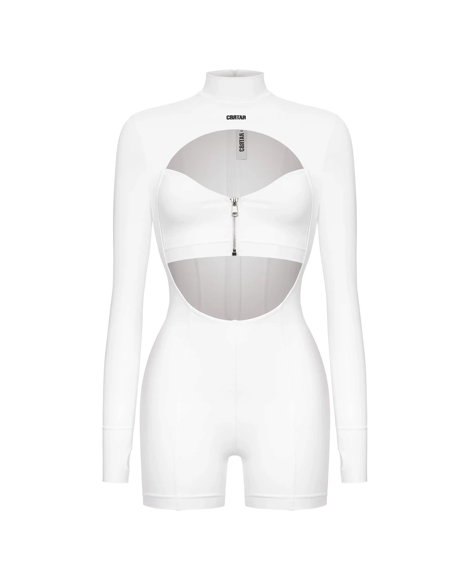 Комбинезон с декоративными молниями, белый - Фото 2