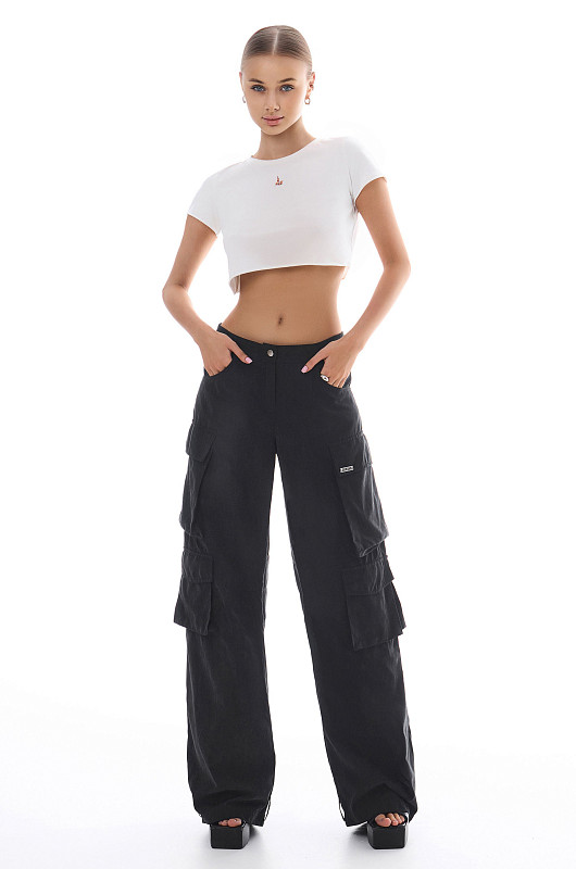 Кроп - футболка с необработанным низом, молочный - Фото 6