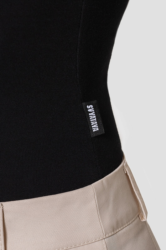 Футболка из вискозы, черный - Фото 4