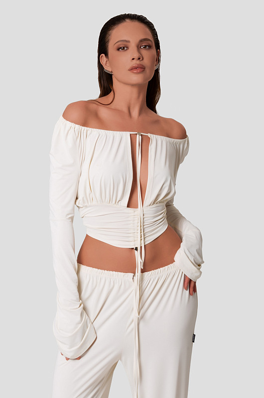 Топ с драпировкой, молочный - Фото 1