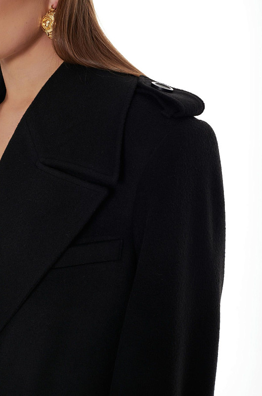 Пальто с широкой линией плеч, черный - Фото 4