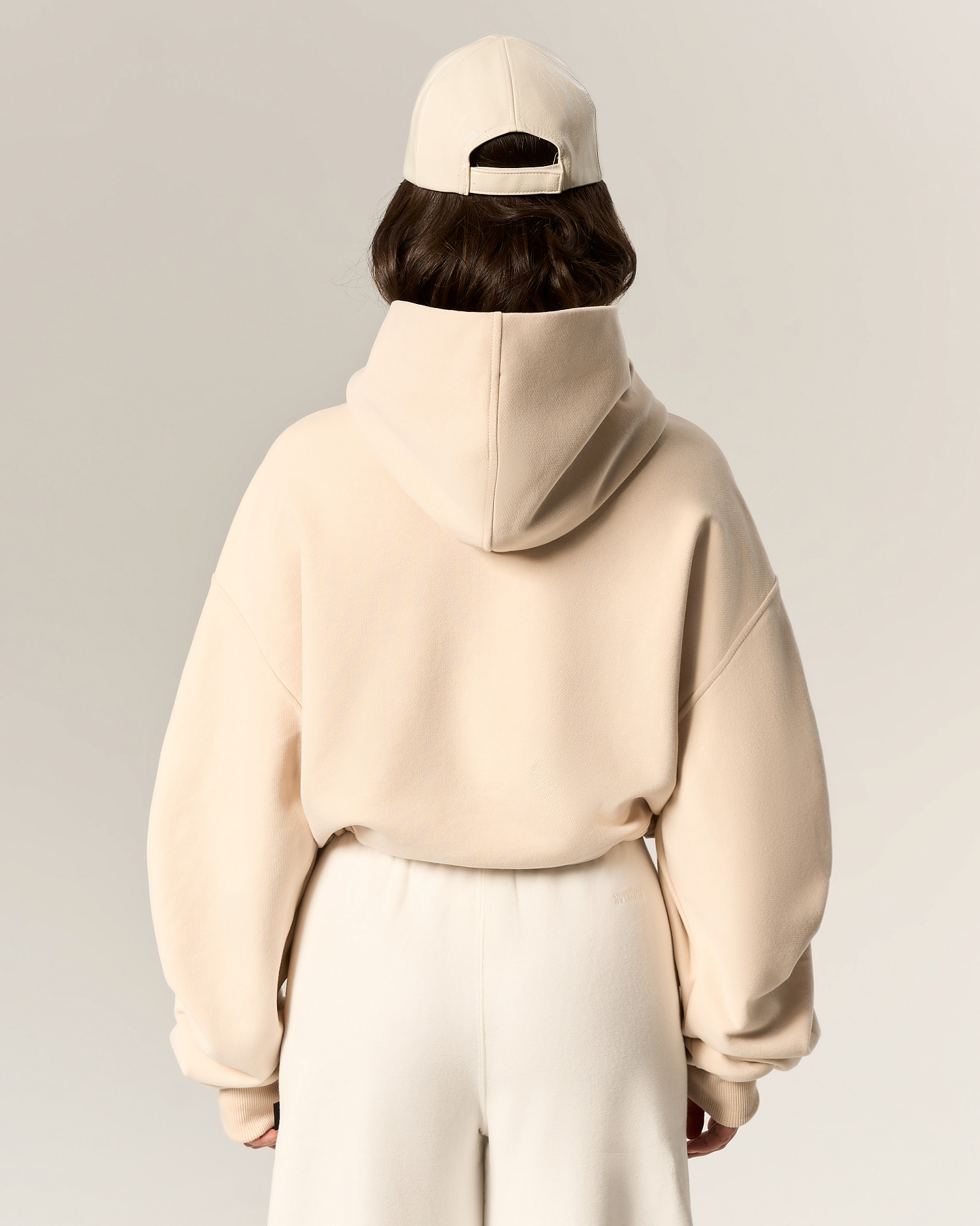 Худи с драпировкой, бежевый - Фото 3