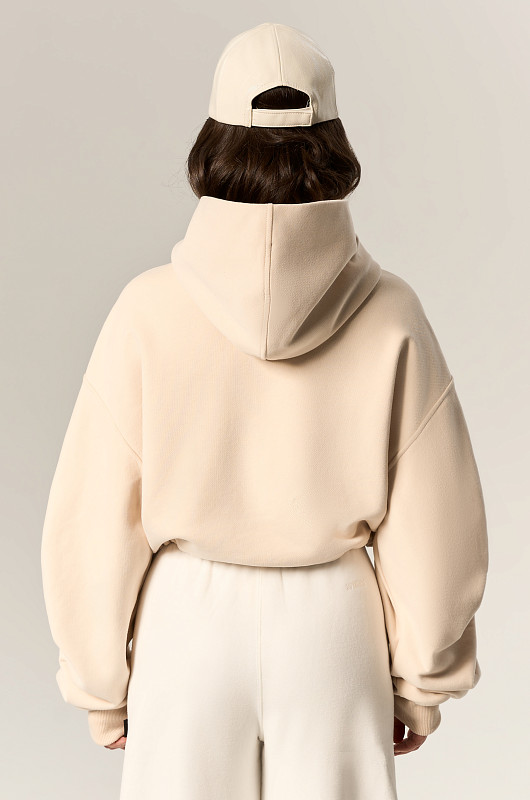Худи с драпировкой, бежевый - Фото 2
