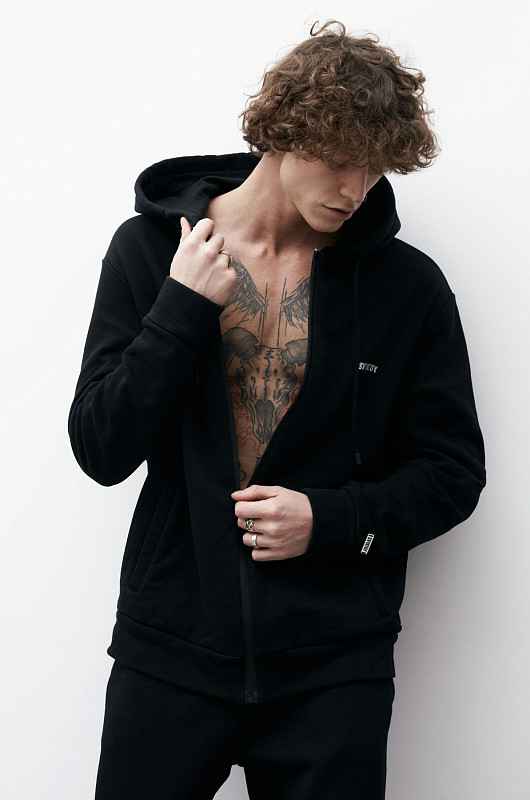 Худи на молнии SVYATOY, черный - Фото 1