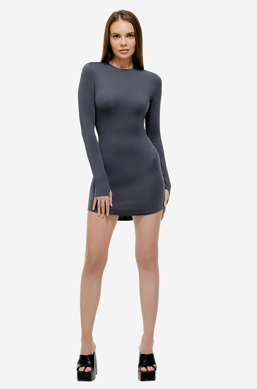 Платье мини из бифлекса, графитовый - Фото 7
