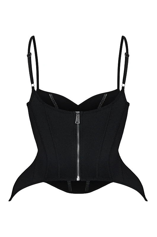 Корсет из эластичной ткани, черный - Фото 2
