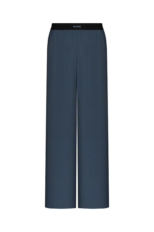 Брюки шелковые SVYATOY, серый - Фото 1