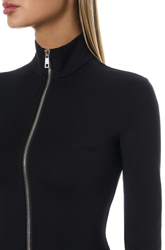 Платье мини на молнии, черный - Фото 4