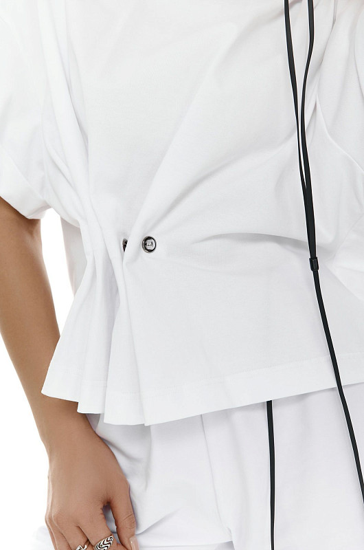 Футболка с акцентной деталью, белый - Фото 5