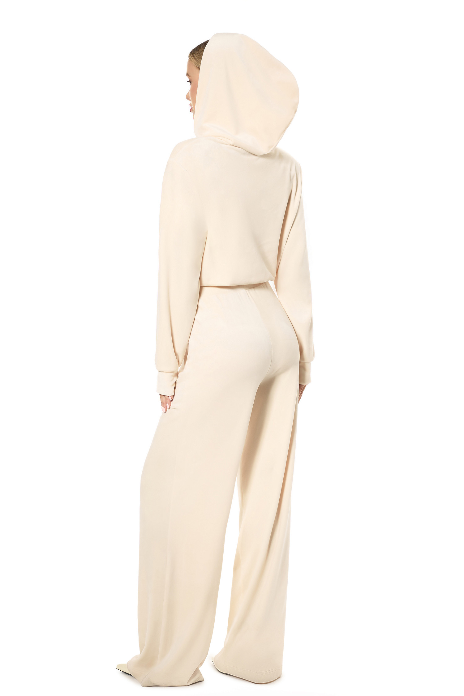 Зип - худи из велюра SVYATAYA, сливочный - Фото 7