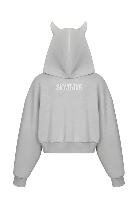 Худи - чертенок, пепельный - Фото 2