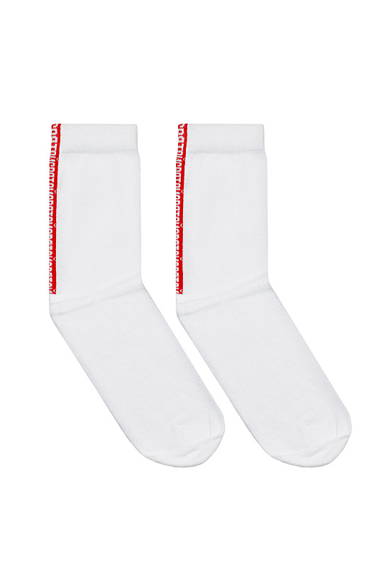 Носки с красной полосой СВЯТОЙ, белый - Фото 1