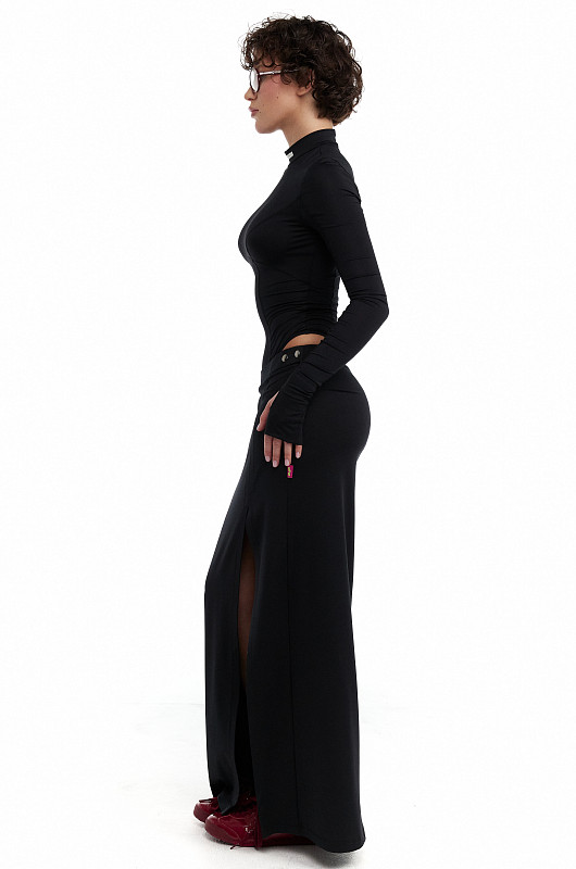 Юбка макси с разрезом SVN, черный - Фото 2