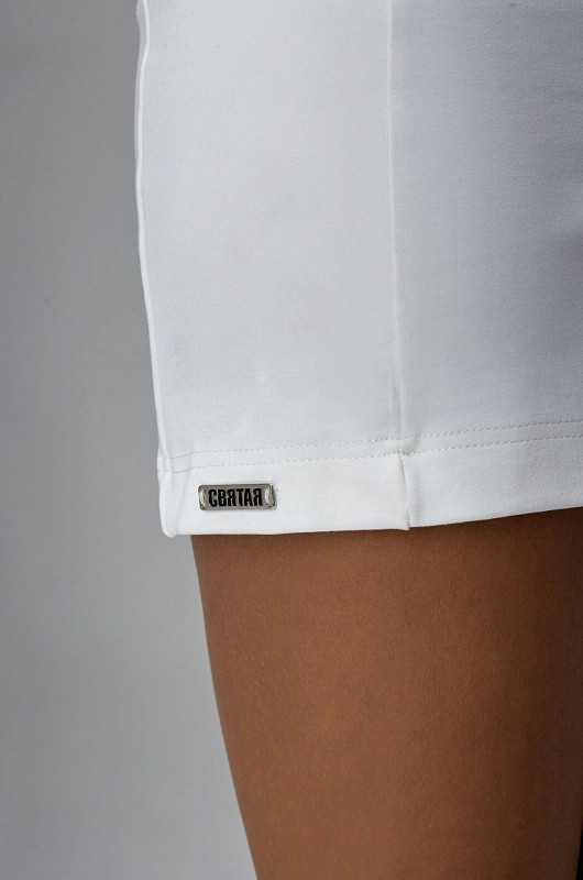 Юбка мини с округлым вырезом, пломбир - Фото 4