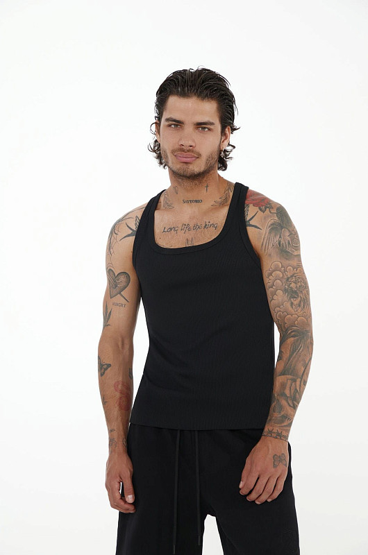 Майка в рубчик SVYATOY, черный - Фото 1