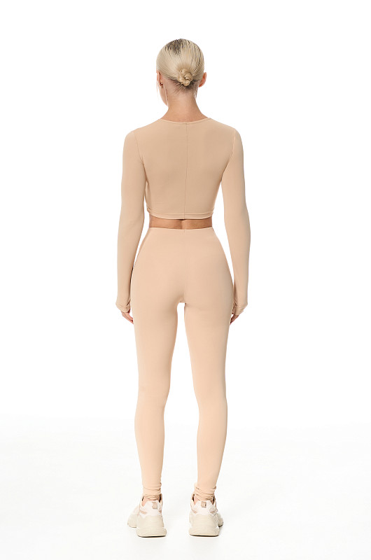 Леггинсы со шнуровкой, бежевый - Фото 2