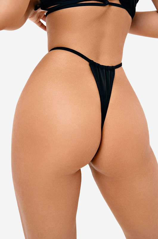 Купальник с декоративными кольцами, черный - Фото 5