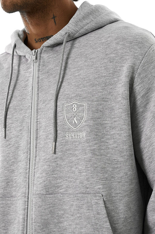 Зип - худи SVYATOY, серый меланж - Фото 4