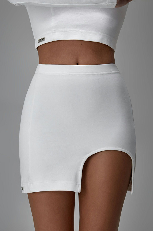 Юбка мини с округлым вырезом, пломбир - Фото 3