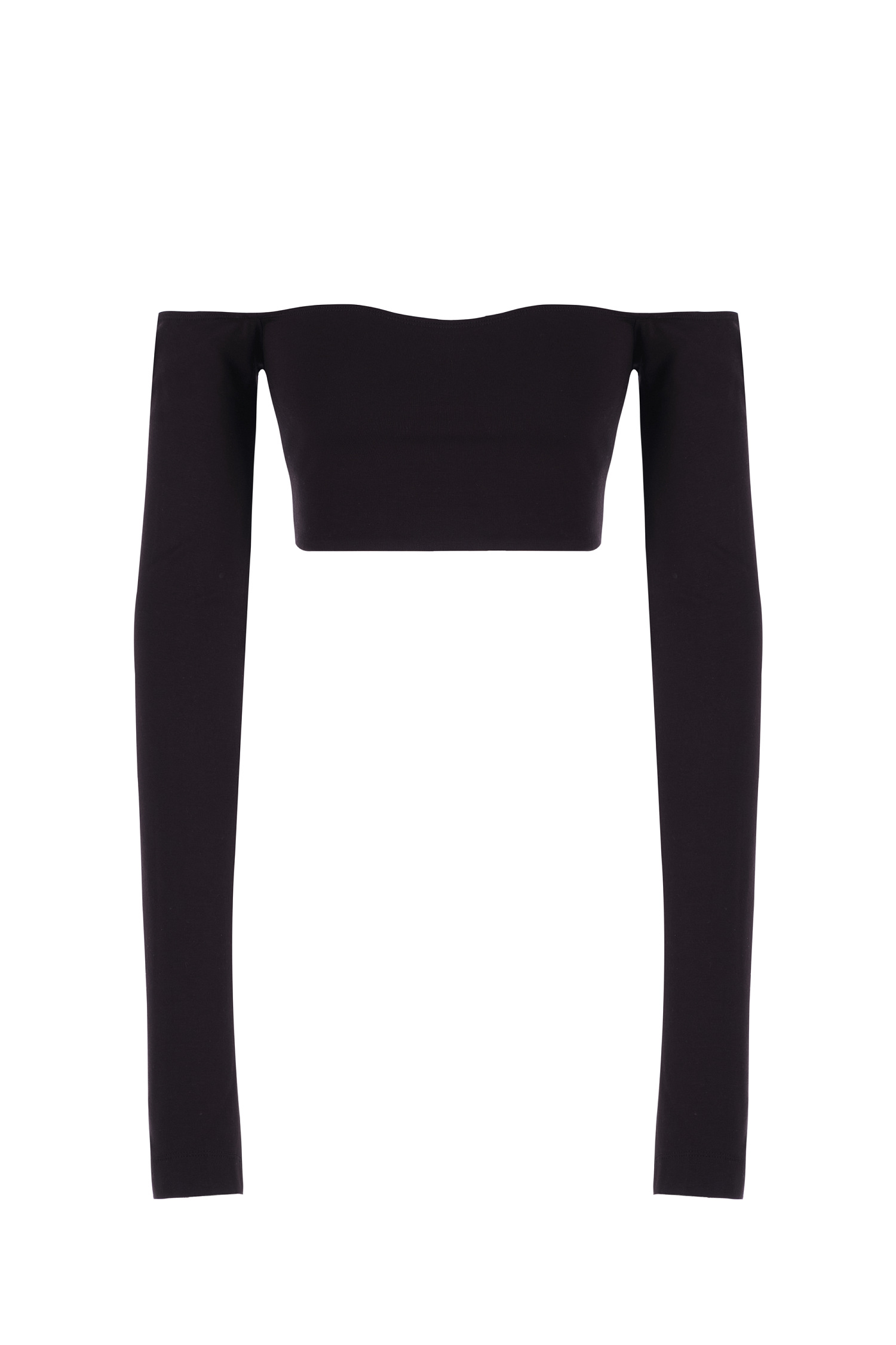 Топ - бандо с длинными рукавами, черный - Фото 3