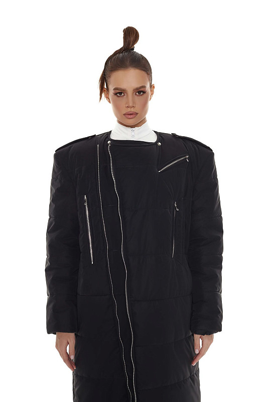 Пуховик - косуха длины макси, черный - Фото 9