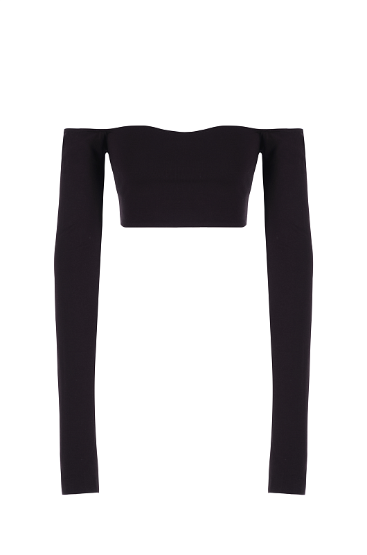 Топ - бандо с длинными рукавами, черный - Фото 3