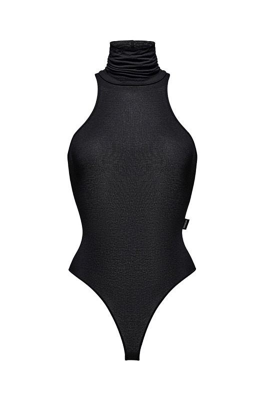 Боди халтер, прозрачно-черный - Фото 1